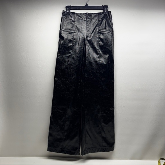Free people faux leather pants size 0 wide leg high rise - Picture 3 of 14